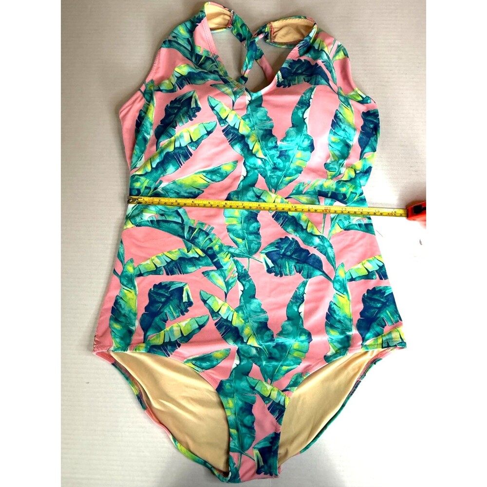 Cabana Life Pink Tropical Print One Piece Swimsuit Size XL